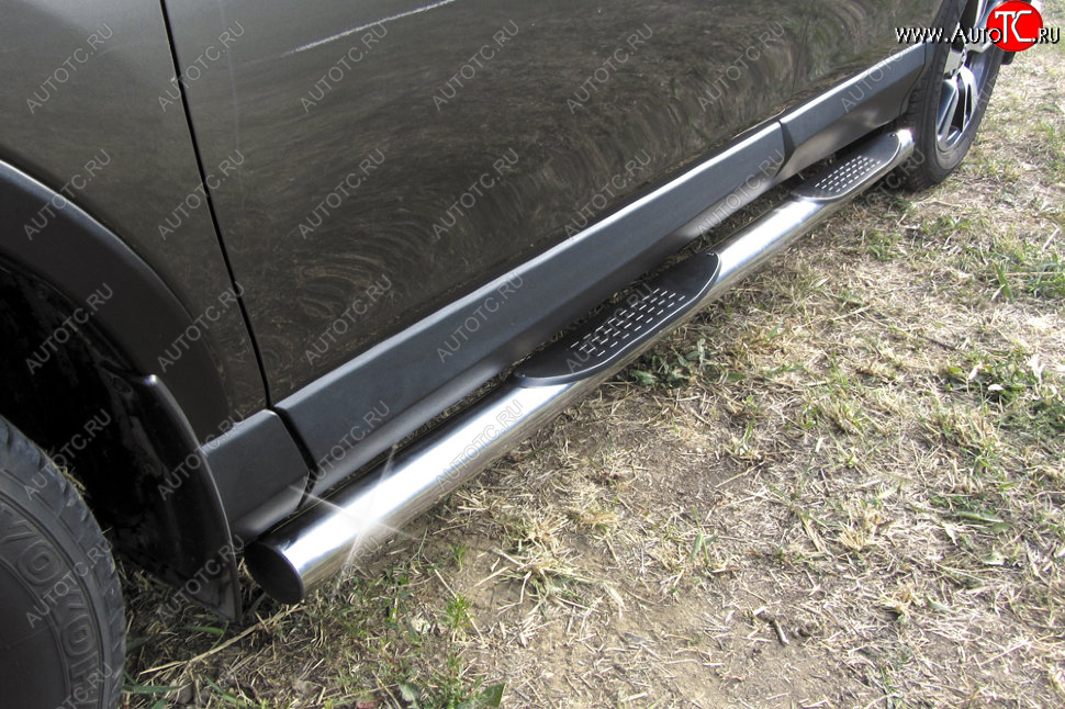 15 999 р. Защита порогов Slitkoff (Ø76 мм, с проступями)  Toyota RAV4  XA40 (2015-2019) 5 дв. рестайлинг (Нержавейка полированная)  с доставкой в г. Майкоп