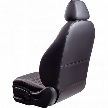 9 449 р. Чехлы для сидений Lord Autofashion Турин Ромб (экокожа) Toyota RAV4 XA40 5 дв. дорестайлинг (2012-2015) (Черный, вставка черная, строчка красная)  с доставкой в г. Майкоп. Увеличить фотографию 3