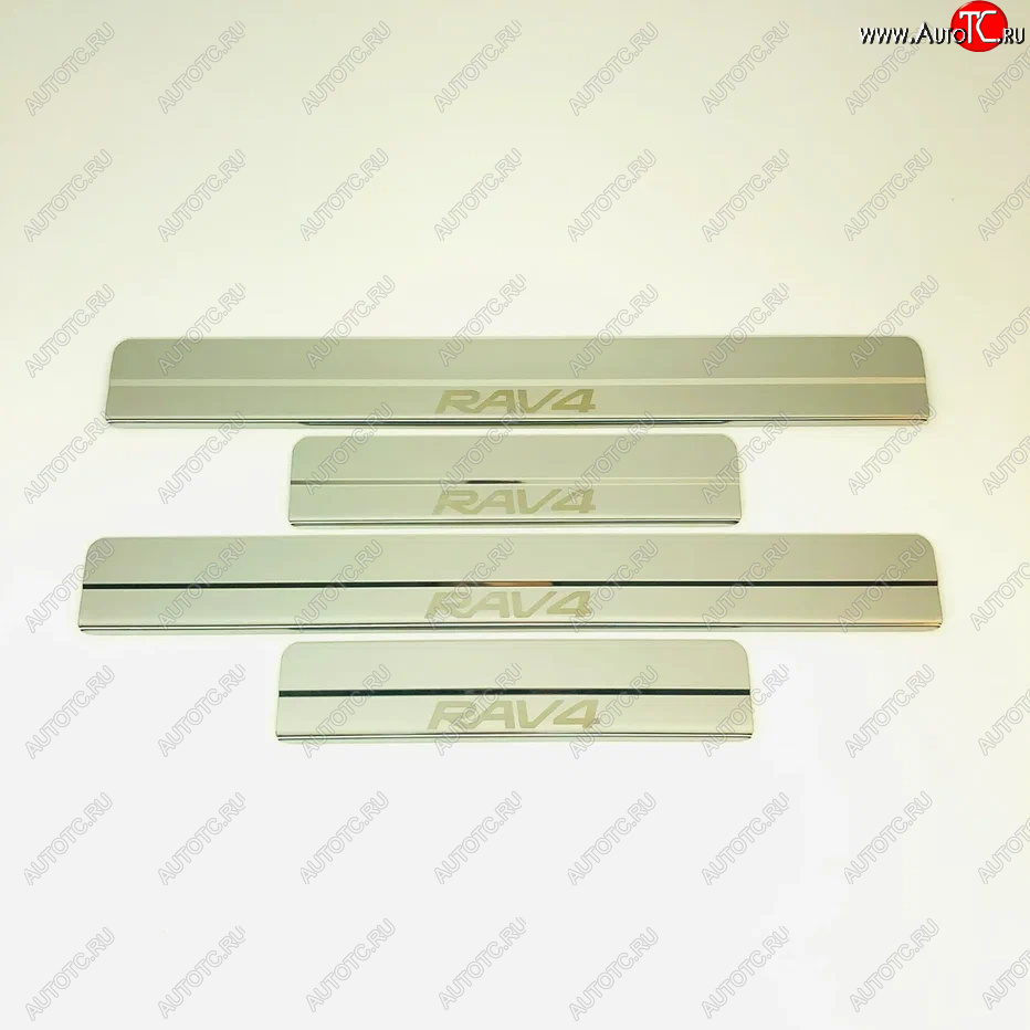 2 199 р. Накладки порожков салона INOX Toyota RAV4 XA40 5 дв. дорестайлинг (2012-2015) (Нержавеющая сталь)  с доставкой в г. Майкоп