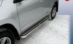 Широкая защита порогов с трубой диаметром 57 мм Slitkoff Toyota RAV4  XA305 (2005-2009) 5 дв. дорестайлинг