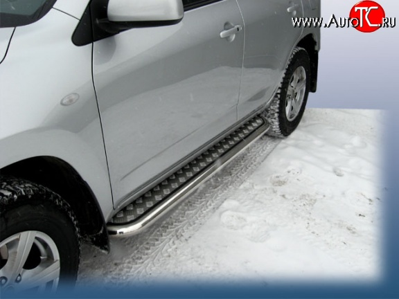 15 499 р. Широкая защита порогов с трубой диаметром 57 мм Slitkoff  Toyota RAV4  XA305 (2005-2009) 5 дв. дорестайлинг (Цвет: нержавеющая полированная сталь)  с доставкой в г. Майкоп