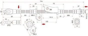 Тормозной шланг SAT (передний, левый) Toyota RAV4  XA305 (2005-2009) 5 дв. дорестайлинг