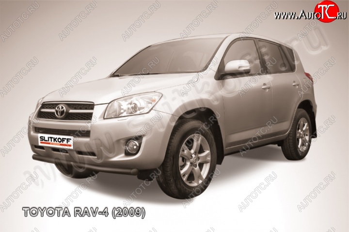 7 399 р. защита переднего бампера Slitkoff  Toyota RAV4  XA30 (2008-2010) 5 дв. 1-ый рестайлинг (Цвет: серебристый)  с доставкой в г. Майкоп