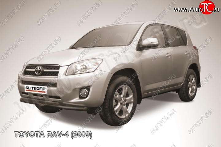 9 299 р. Защита переднего бампер Slitkoff Toyota RAV4 XA30 5 дв. 1-ый рестайлинг (2008-2010) (Цвет: серебристый)  с доставкой в г. Майкоп