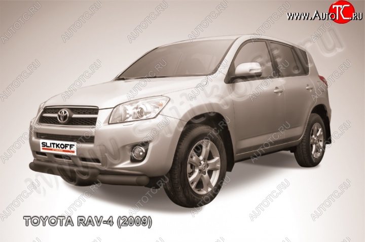 9 999 р. Защита переднего бампер Slitkoff Toyota RAV4 XA30 5 дв. 1-ый рестайлинг (2008-2010) (Цвет: серебристый)  с доставкой в г. Майкоп