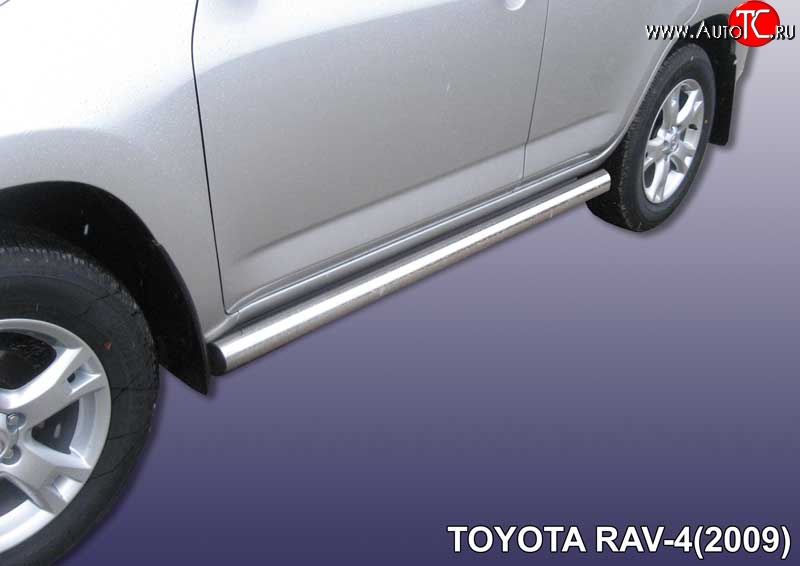 13 649 р. Защита порогов из круглой трубы диаметром 76 мм Slitkoff  Toyota RAV4  XA30 (2008-2010) 5 дв. 1-ый рестайлинг (Цвет: нержавеющая полированная сталь)  с доставкой в г. Майкоп