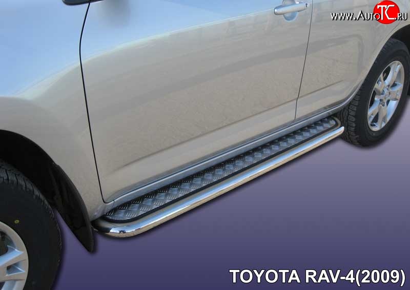15 499 р. Широкая защита порогов с трубой диаметром 57 мм Slitkoff  Toyota RAV4  XA30 (2008-2010) 5 дв. 1-ый рестайлинг (Цвет: нержавеющая полированная сталь)  с доставкой в г. Майкоп