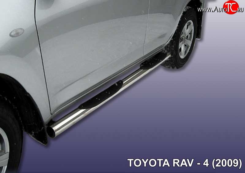 15 699 р. Защита порогов из трубы d76 мм с пластиковыми вставками для ног Slitkoff Toyota RAV4 XA30 5 дв. 1-ый рестайлинг (2008-2010) (Цвет: нержавеющая полированная сталь)  с доставкой в г. Майкоп