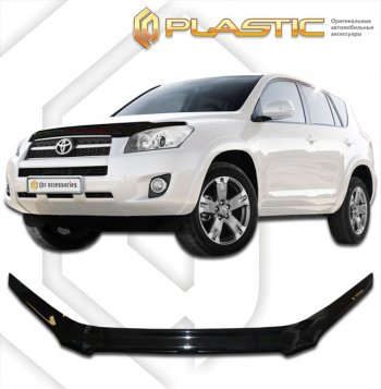 2 199 р. Дефлектор капота CA-Plastic exclusive  Toyota RAV4  XA30 (2008-2010) 5 дв. 1-ый рестайлинг, 5 дв. удлиненный 1-ый рестайлинг (серия Classic черный, Без надписи)  с доставкой в г. Майкоп. Увеличить фотографию 2