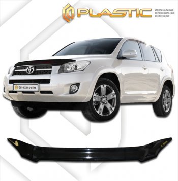 1 999 р. Дефлектор капота CA Plastic  Toyota RAV4  XA30 (2008-2010) 5 дв. 1-ый рестайлинг, 5 дв. удлиненный 1-ый рестайлинг (серия Classic черный, Без надписи)  с доставкой в г. Майкоп. Увеличить фотографию 2
