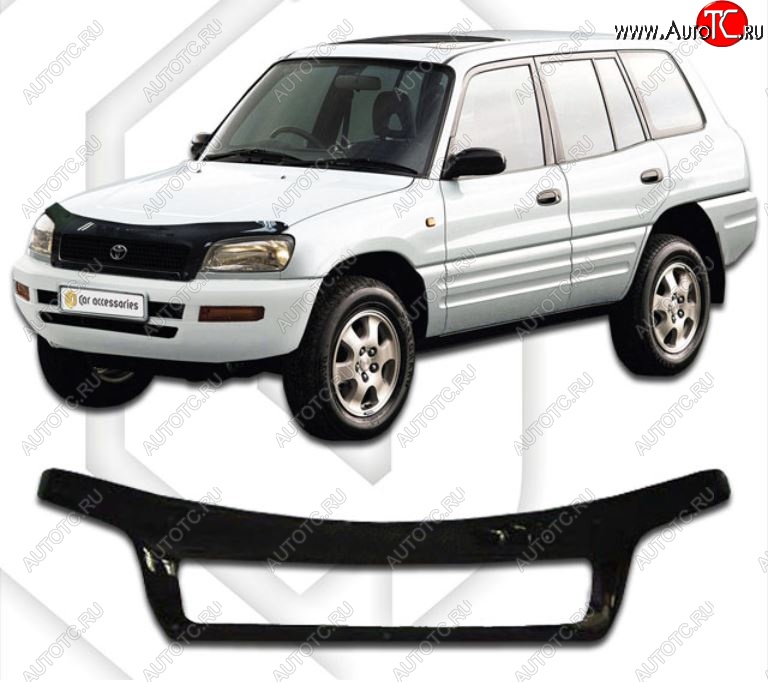 2 399 р. Дефлектор капота CA-Plastiс  Toyota RAV4  XA10 (1994-2000) 5 дв. дорестайлинг, 5 дв. рестайлинг (Classic черный, Без надписи)  с доставкой в г. Майкоп
