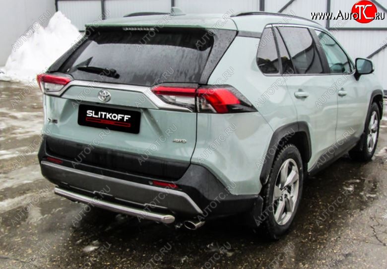 8 999 р. Защита заднего бампера Slitkoff (d57)  Toyota RAV4  XA50 (2018-2025) 5 дв. дорестайлинг (Нержавейка, Без окраски)  с доставкой в г. Майкоп
