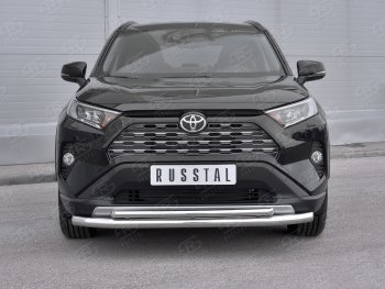 Защита переднего бампера (2 трубы Ø63 и 42 мм, нержавейка) SLITKOFF Toyota RAV4  XA50 (2018-2025) 5 дв. дорестайлинг