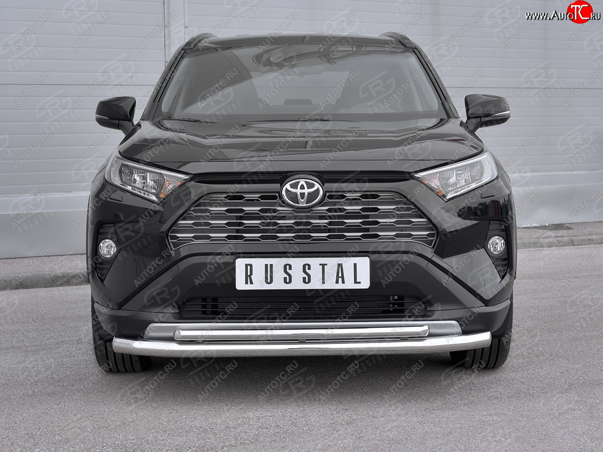 19 999 р. Защита переднего бампера (2 трубы Ø63 и 42 мм, нержавейка) SLITKOFF  Toyota RAV4  XA50 (2018-2025) 5 дв. дорестайлинг  с доставкой в г. Майкоп