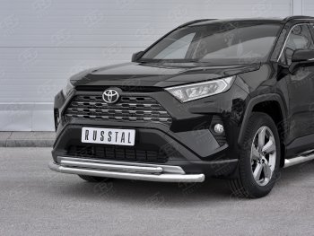 19 999 р. Защита переднего бампера (2 трубы Ø63 и 42 мм, нержавейка) SLITKOFF  Toyota RAV4  XA50 (2018-2025) 5 дв. дорестайлинг  с доставкой в г. Майкоп. Увеличить фотографию 2