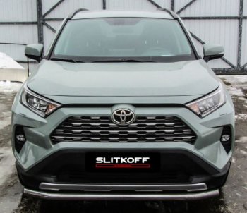 Защита переднего бампера Slitkoff (Ø57 мм) Toyota RAV4  XA50 (2018-2025) 5 дв. дорестайлинг (Нержавейка)
