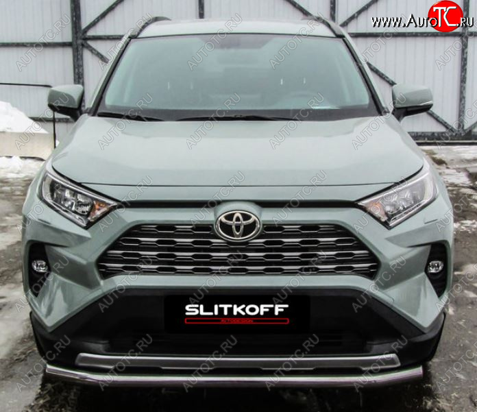10 749 р. Защита переднего бампера Slitkoff (Ø57 мм)  Toyota RAV4  XA50 (2018-2025) 5 дв. дорестайлинг (Нержавейка)  с доставкой в г. Майкоп