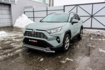 Защита переднего бампера Slitkoff (Ø57 и 42 мм) Toyota RAV4  XA50 (2018-2025) 5 дв. дорестайлинг (Сталь с полимерным покрытием в цвет: серебристый)