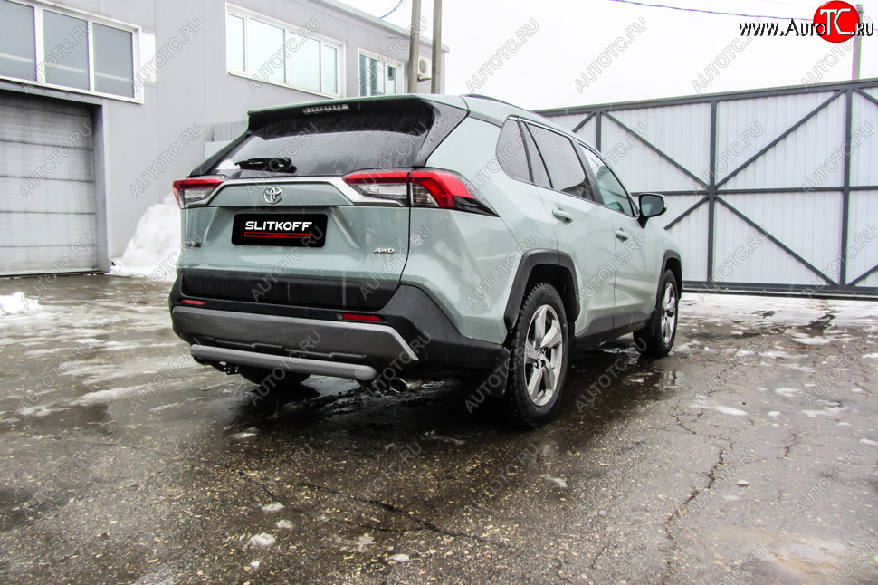 6 399 р. Защита заднего бампера Slitkoff (Ø57 мм)  Toyota RAV4  XA50 (2018-2025) 5 дв. дорестайлинг (Сталь с полимерным покрытием в цвет: серебристый)  с доставкой в г. Майкоп