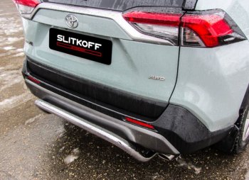 10 749 р. Защита заднего бампера D57 cкоба Slitkoff  Toyota RAV4  XA50 (2018-2025) 5 дв. дорестайлинг (Нержавейка полированная)  с доставкой в г. Майкоп. Увеличить фотографию 2