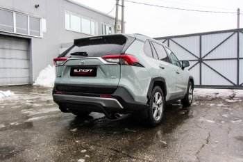 Защита заднего бампера Slitkoff (Ø57 мм, скоба) Toyota RAV4  XA50 (2018-2025) 5 дв. дорестайлинг (Сталь с полимерным покрытием в цвет: черный)