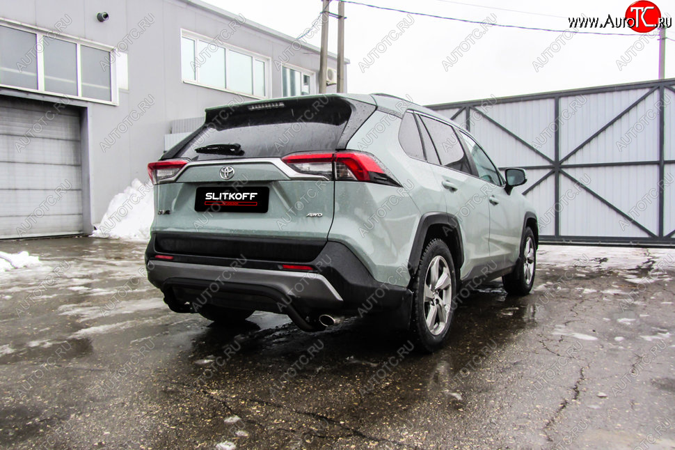 7 499 р. Защита заднего бампера Slitkoff (Ø57 мм, скоба)  Toyota RAV4  XA50 (2018-2025) 5 дв. дорестайлинг (Сталь с полимерным покрытием в цвет: черный)  с доставкой в г. Майкоп