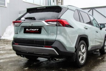Защита заднего бампера Slitkoff (Ø57 мм) Toyota RAV4  XA50 (2018-2025) 5 дв. дорестайлинг (Сталь с полимерным покрытием в цвет: черный)