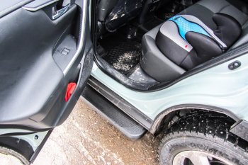 13 349 р. Пороги алюминиевые Slitkoff  Toyota RAV4  XA50 (2018-2025) 5 дв. дорестайлинг (Optima Black )  с доставкой в г. Майкоп. Увеличить фотографию 5