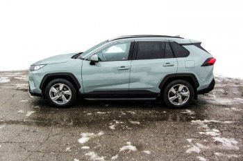 13 349 р. Пороги алюминиевые Slitkoff  Toyota RAV4  XA50 (2018-2025) 5 дв. дорестайлинг (Optima Black )  с доставкой в г. Майкоп. Увеличить фотографию 4