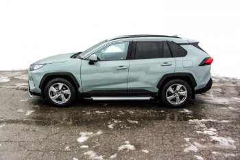 13 349 р. Пороги алюминиевые Slitkoff  Toyota RAV4  XA50 (2018-2025) 5 дв. дорестайлинг (Optima Silver)  с доставкой в г. Майкоп. Увеличить фотографию 2