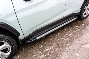 Пороги алюминиевые Slitkoff Toyota RAV4  XA50 (2018-2025) 5 дв. дорестайлинг (Luxe Silver)
