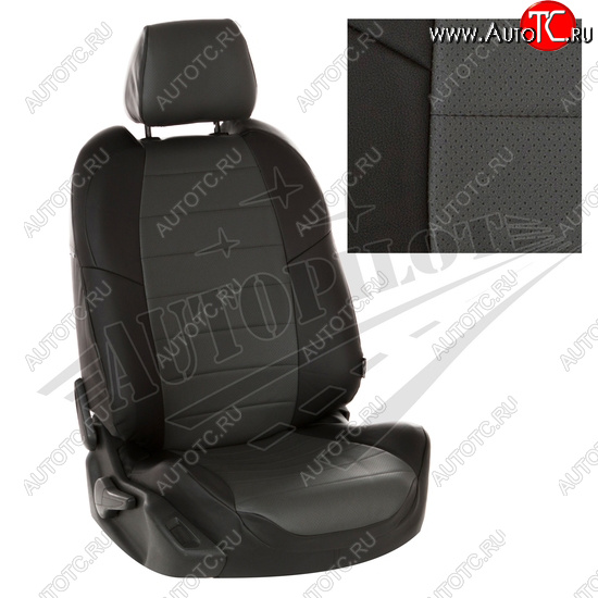 8 399 р. Чехлы сидений AUTOPILOT Экокожа (40/60 с подлокотником)  Toyota RAV4  XA50 (2018-2025) 5 дв. дорестайлинг (Черный + Темно серый)  с доставкой в г. Майкоп
