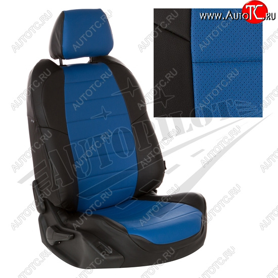 13 849 р. Чехлы сидений AUTOPILOT Экокожа (40/60 с подлокотником)  Toyota RAV4  XA50 (2018-2025) 5 дв. дорестайлинг (Черный + Синий)  с доставкой в г. Майкоп