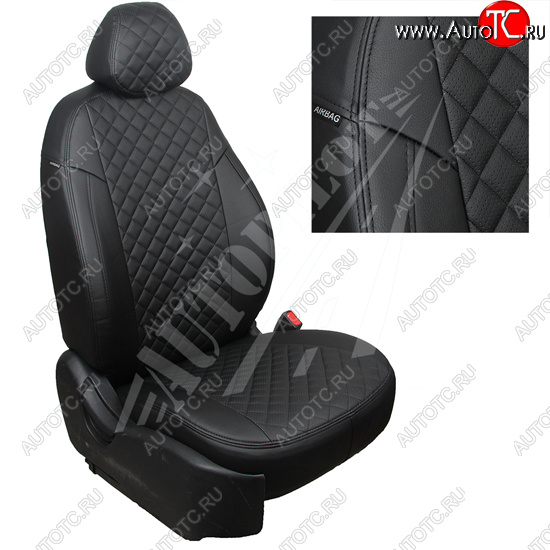 14 249 р. Чехлы сидений AUTOPILOT Экокожа Ромб (40/60, с вырезом под подлокотник). Toyota RAV4 XA50 5 дв. дорестайлинг (2018-2025) (Черный + Черный)  с доставкой в г. Майкоп