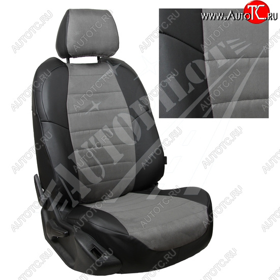 8 399 р. Чехлы сидений AUTOPILOT Алькантара (40/60, с вырезом под подлокотник)  Toyota RAV4  XA50 (2018-2025) 5 дв. дорестайлинг (Черный + Серый)  с доставкой в г. Майкоп