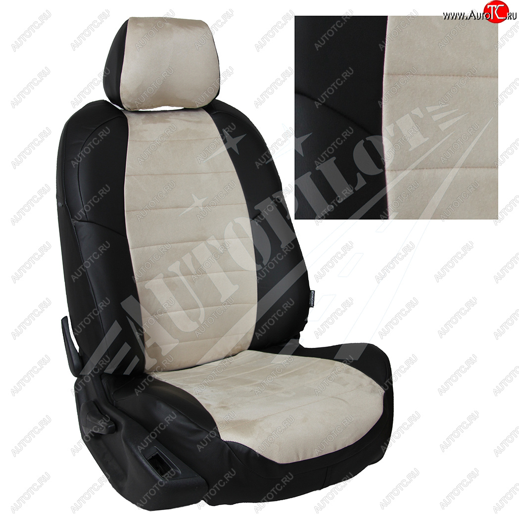 13 649 р. Чехлы сидений (40/60, с вырезом под подлокотник, экокожа) AUTOPILOT Toyota RAV4 XA50 5 дв. дорестайлинг (2018-2025) (Черный + Бежевый)  с доставкой в г. Майкоп