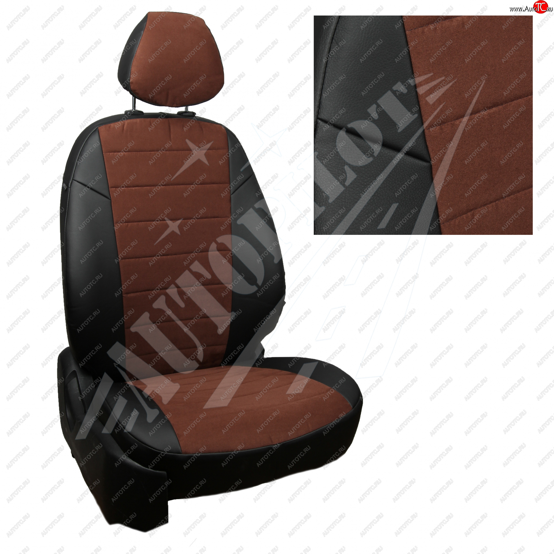 13 849 р. Чехлы сидений AUTOPILOT Алькантара (40/60, с вырезом под подлокотник)  Toyota RAV4  XA50 (2018-2025) 5 дв. дорестайлинг (Черный + Шоколад)  с доставкой в г. Майкоп