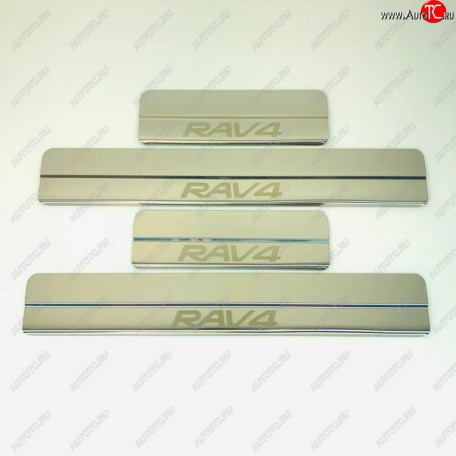 2 199 р. Накладки порожков салона INOX Toyota RAV4 XA50 5 дв. дорестайлинг (2018-2025) (Нержавеющая сталь)  с доставкой в г. Майкоп