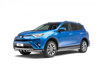Защита порогов из трубы Ø63 Petroil Tuning Toyota RAV4 XA40 5 дв. рестайлинг (2015-2019) (Нержавеющая полированная сталь)