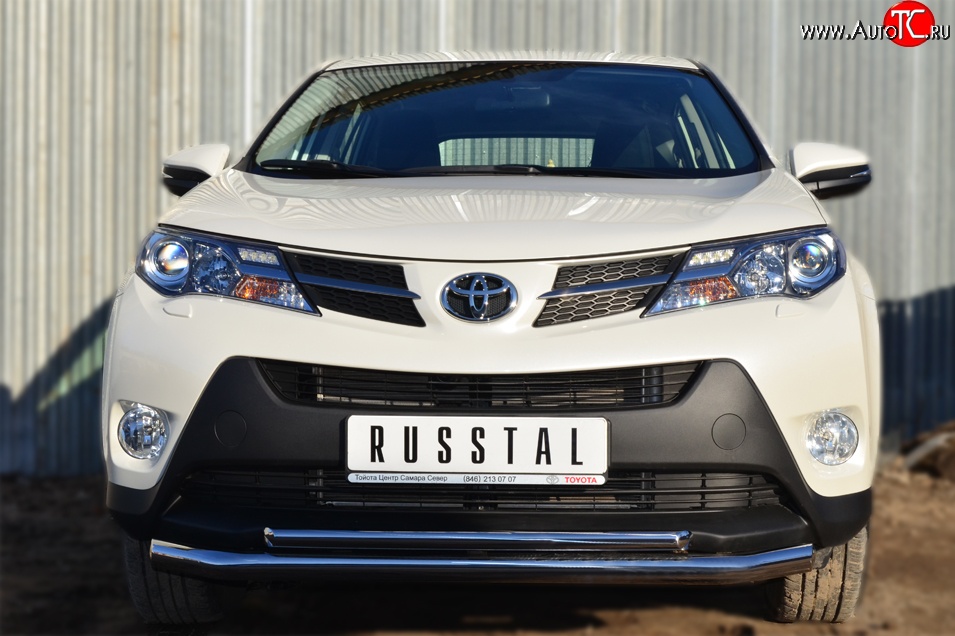 17 799 р. Защита переднего бампера (2 трубыØ63 и 42 мм, нержавейка) SLITKOFF  Toyota RAV4  XA40 (2012-2015) 5 дв. дорестайлинг  с доставкой в г. Майкоп