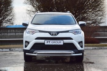 Защита переднего бампера двойная из труб d63/63 мм Petroil Tuning Toyota RAV4 XA40 5 дв. рестайлинг (2015-2019) (Нержавеющая полированная сталь)