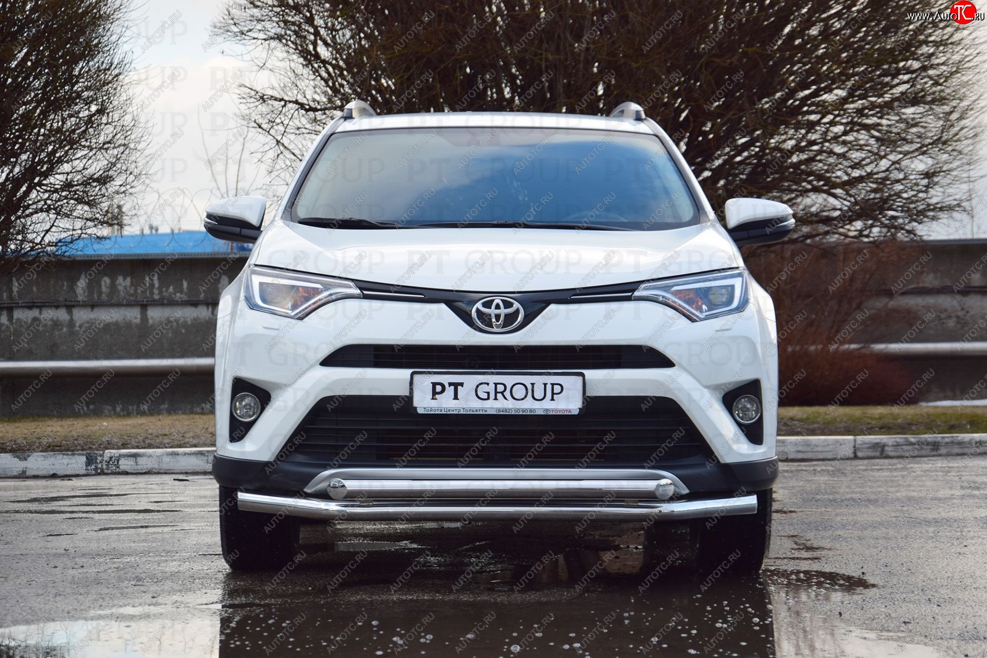 23 799 р. Защита переднего бампера двойная из труб d63/63 мм Petroil Tuning Toyota RAV4 XA40 5 дв. рестайлинг (2015-2019) (Нержавеющая полированная сталь)  с доставкой в г. Майкоп