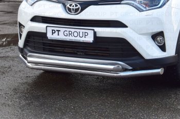 23 799 р. Защита переднего бампера двойная из труб d63/63 мм Petroil Tuning Toyota RAV4 XA40 5 дв. рестайлинг (2015-2019) (Нержавеющая полированная сталь)  с доставкой в г. Майкоп. Увеличить фотографию 3
