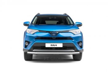 Защита переднего бампера одинарная из трубы d63 мм Petroil Tuning Toyota RAV4 XA40 5 дв. рестайлинг (2015-2019) (Нержавеющая полированная сталь)