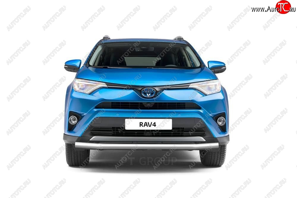 22 139 р. Защита переднего бампера одинарная из трубы d63 мм Petroil Tuning Toyota RAV4 XA40 5 дв. рестайлинг (2015-2019) (Нержавеющая полированная сталь)  с доставкой в г. Майкоп