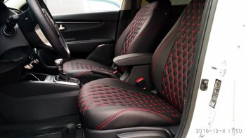 19 649 р. Чехлы для сидений Lord Autofashion Байрон (экокожа) Toyota RAV4 XA40 5 дв. дорестайлинг (2012-2015) (Чёрный, вставка чёрная, строчка красная)  с доставкой в г. Майкоп. Увеличить фотографию 4