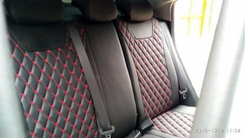 19 649 р. Чехлы для сидений Lord Autofashion Байрон (экокожа) Toyota RAV4 XA40 5 дв. дорестайлинг (2012-2015) (Чёрный, вставка чёрная, строчка красная)  с доставкой в г. Майкоп. Увеличить фотографию 5