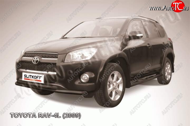 9 299 р. Защита переднего бампер Slitkoff Toyota RAV4 XA30 5 дв. удлиненный 1-ый рестайлинг (2009-2010) (Цвет: серебристый)  с доставкой в г. Майкоп