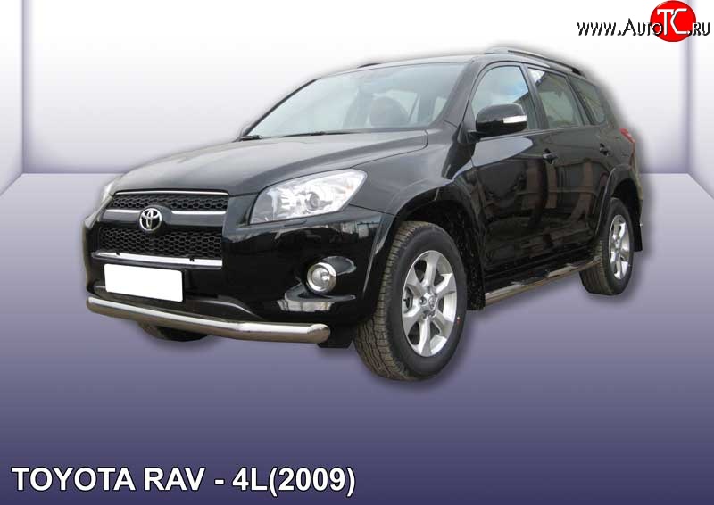 11 999 р. Одинарная защита переднего бампера диаметром 76 мм Slitkoff Toyota RAV4 XA30 5 дв. удлиненный 1-ый рестайлинг (2009-2010) (Цвет: нержавеющая полированная сталь)  с доставкой в г. Майкоп