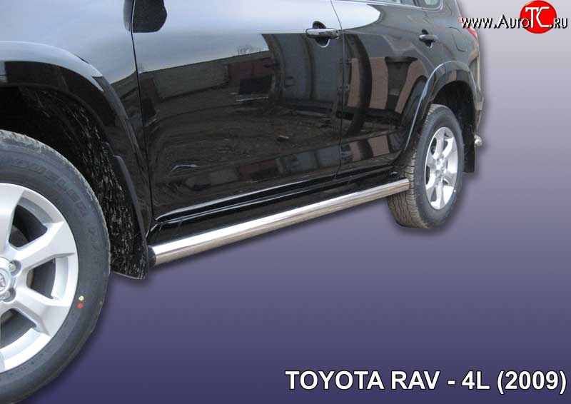 15 399 р. Защита порогов из круглой трубы диаметром 76 мм Slitkoff  Toyota RAV4  XA30 (2003-2010) 5 дв. удлиненный дорестайлинг, 5 дв. удлиненный 1-ый рестайлинг (Цвет: нержавеющая полированная сталь)  с доставкой в г. Майкоп